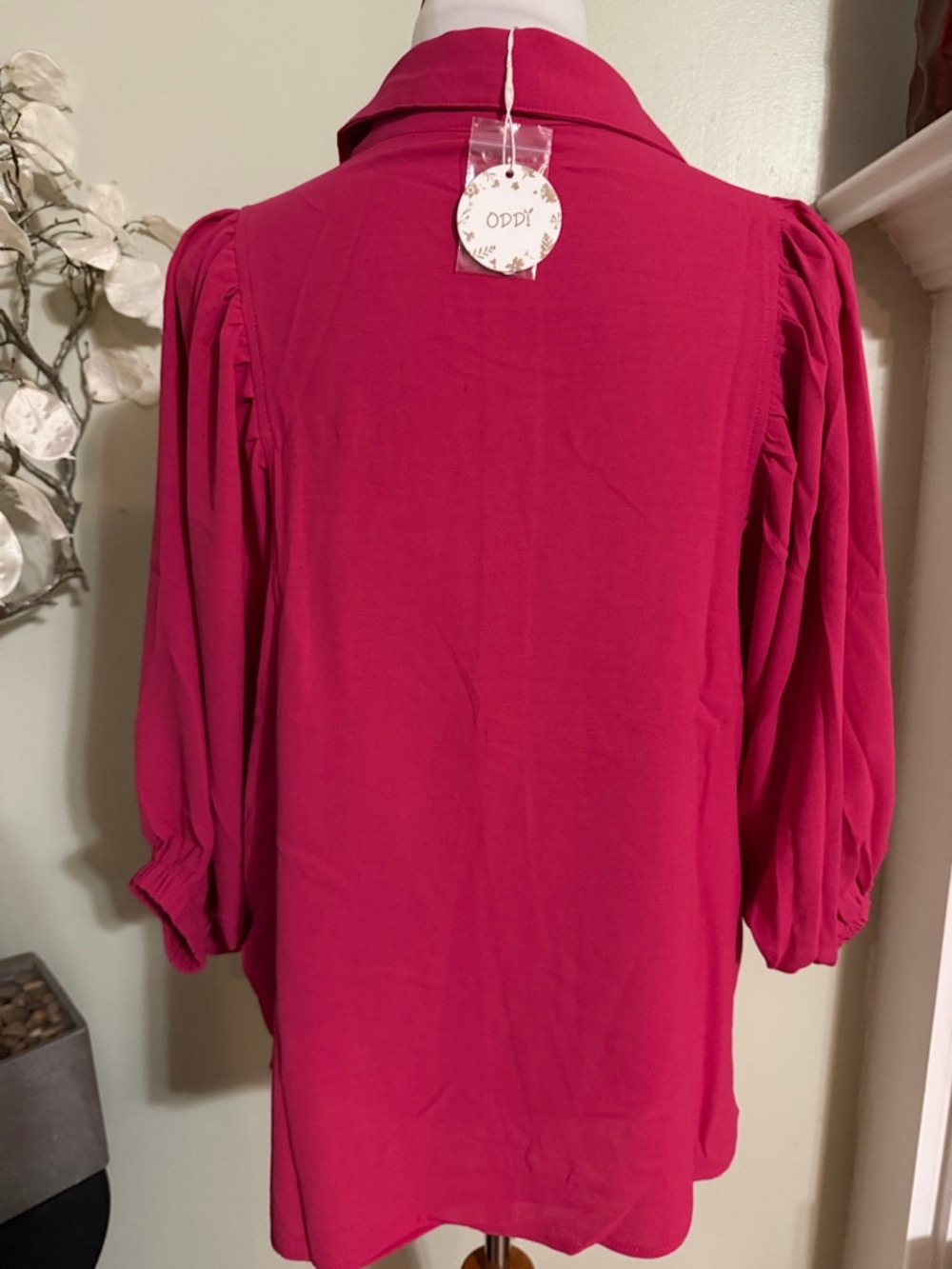 ODDY Raspberry Pink Button Front Blouse - Picture 6 of 7